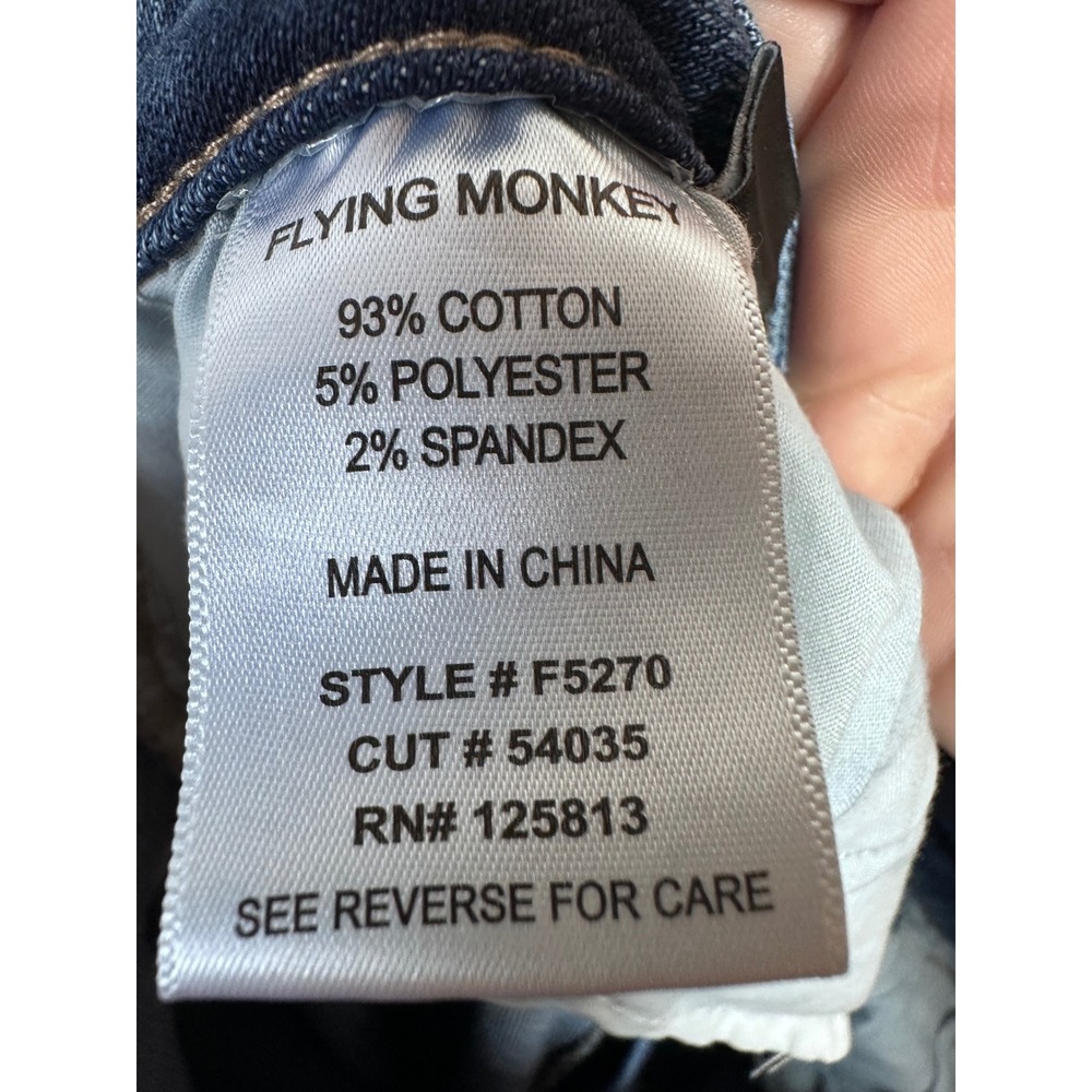 Flying Monkey Prudent Size 32 Distressed High Rise Crop Raw Hem Jeans Dark Wash - Picture 4 of 6